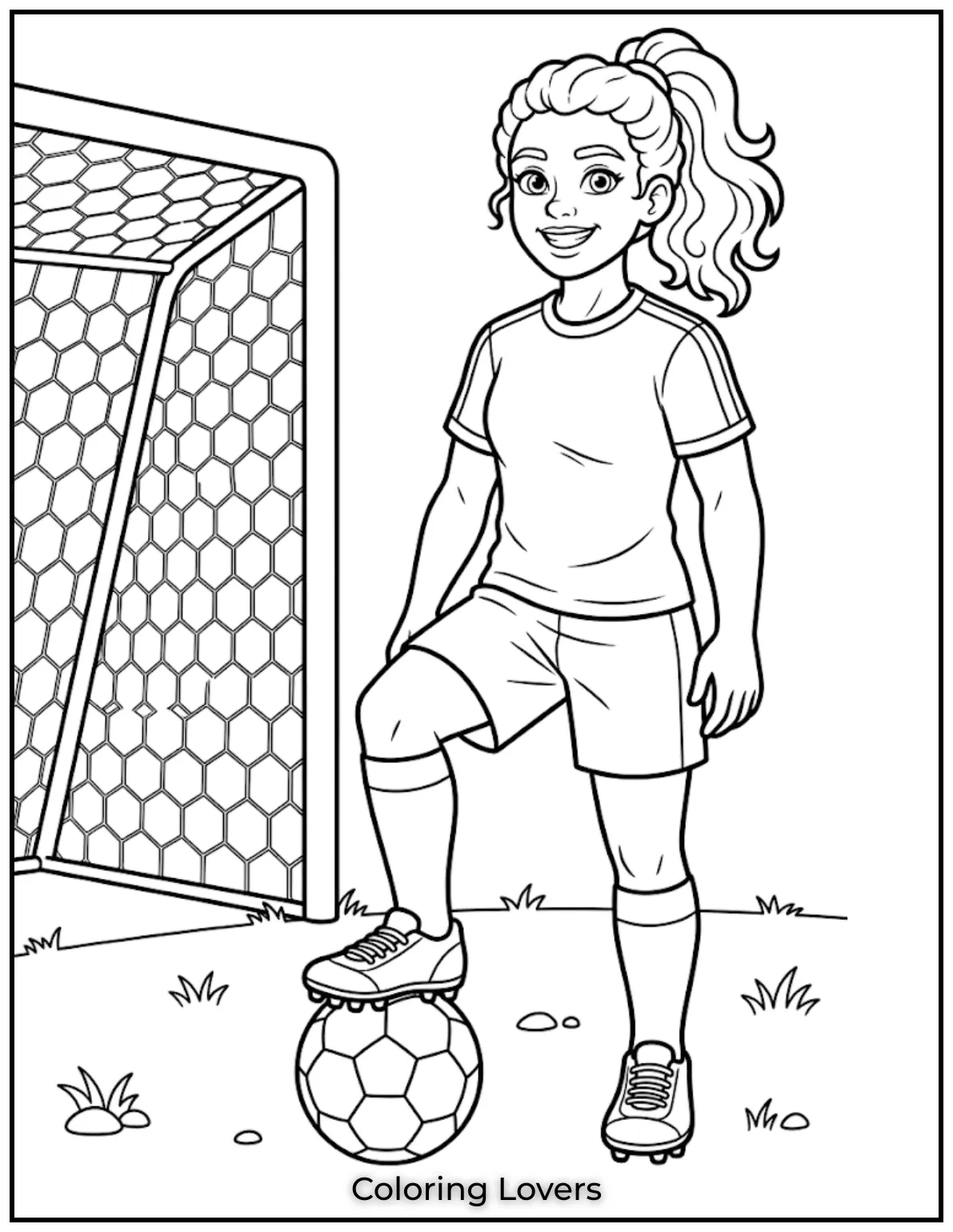 Soccer Coloring Pages 19 Female Player Near The Goal