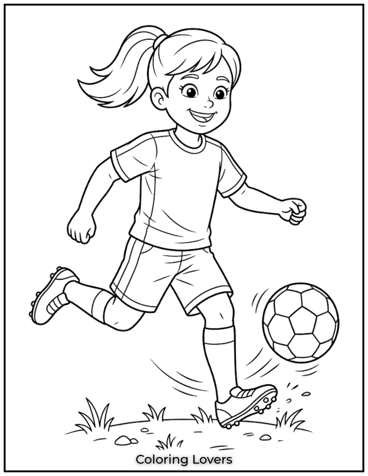 Soccer Coloring Pages 9 Girl Kicking The Soccer Ball