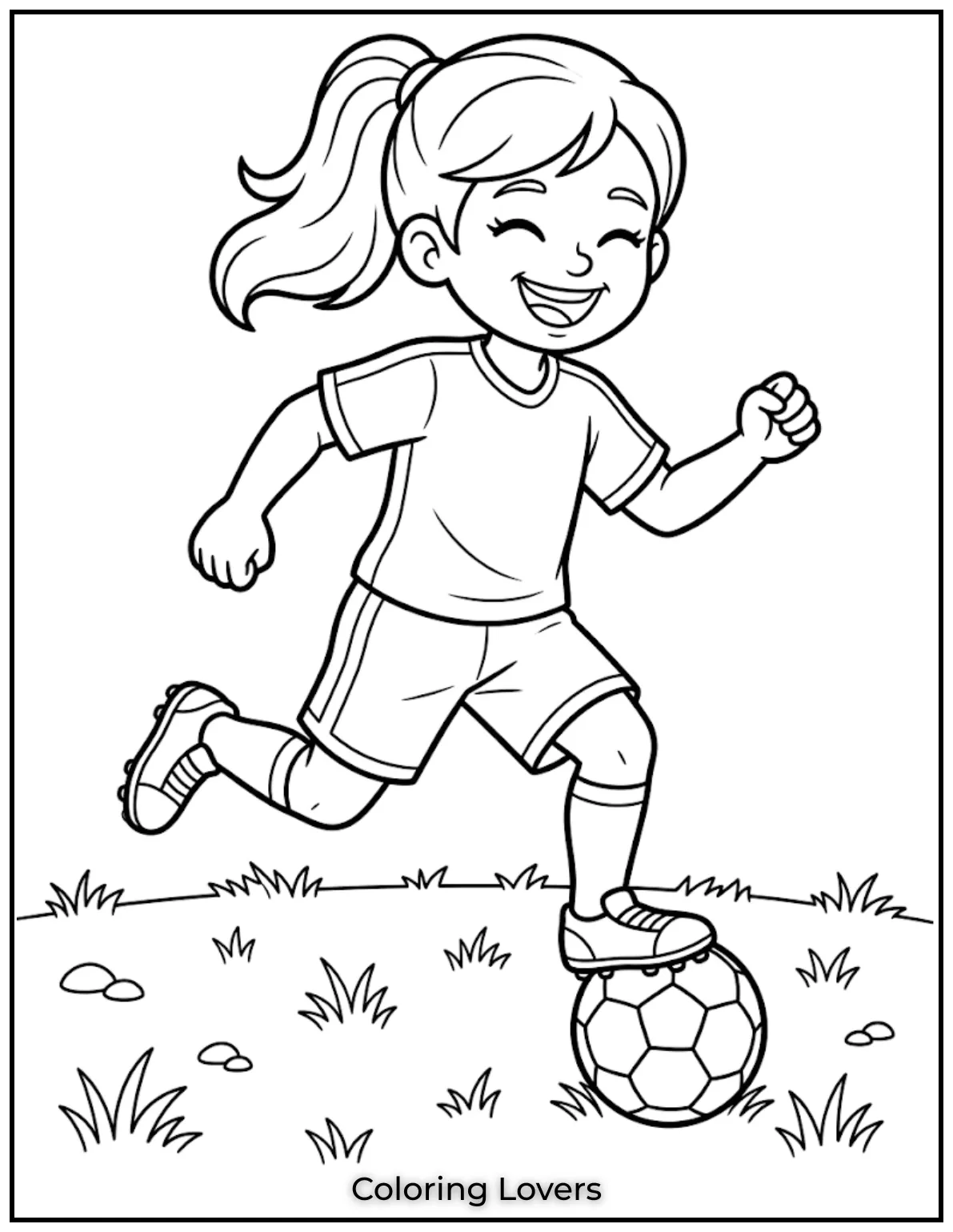 Soccer Coloring Pages 11 Girl Running With Soccer Ball