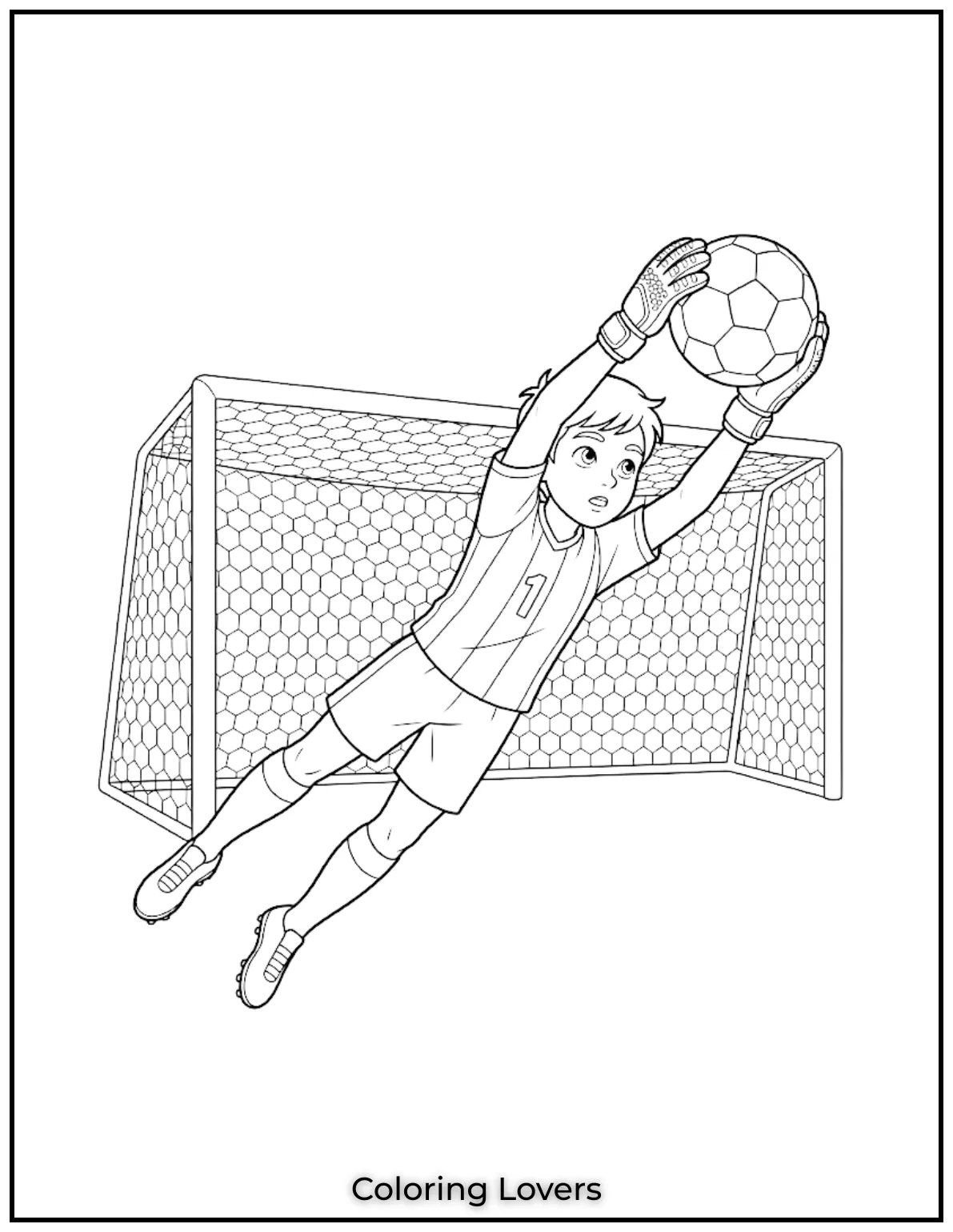 Soccer Coloring Pages 21 Goalkeeper Catching The Soccer Ball