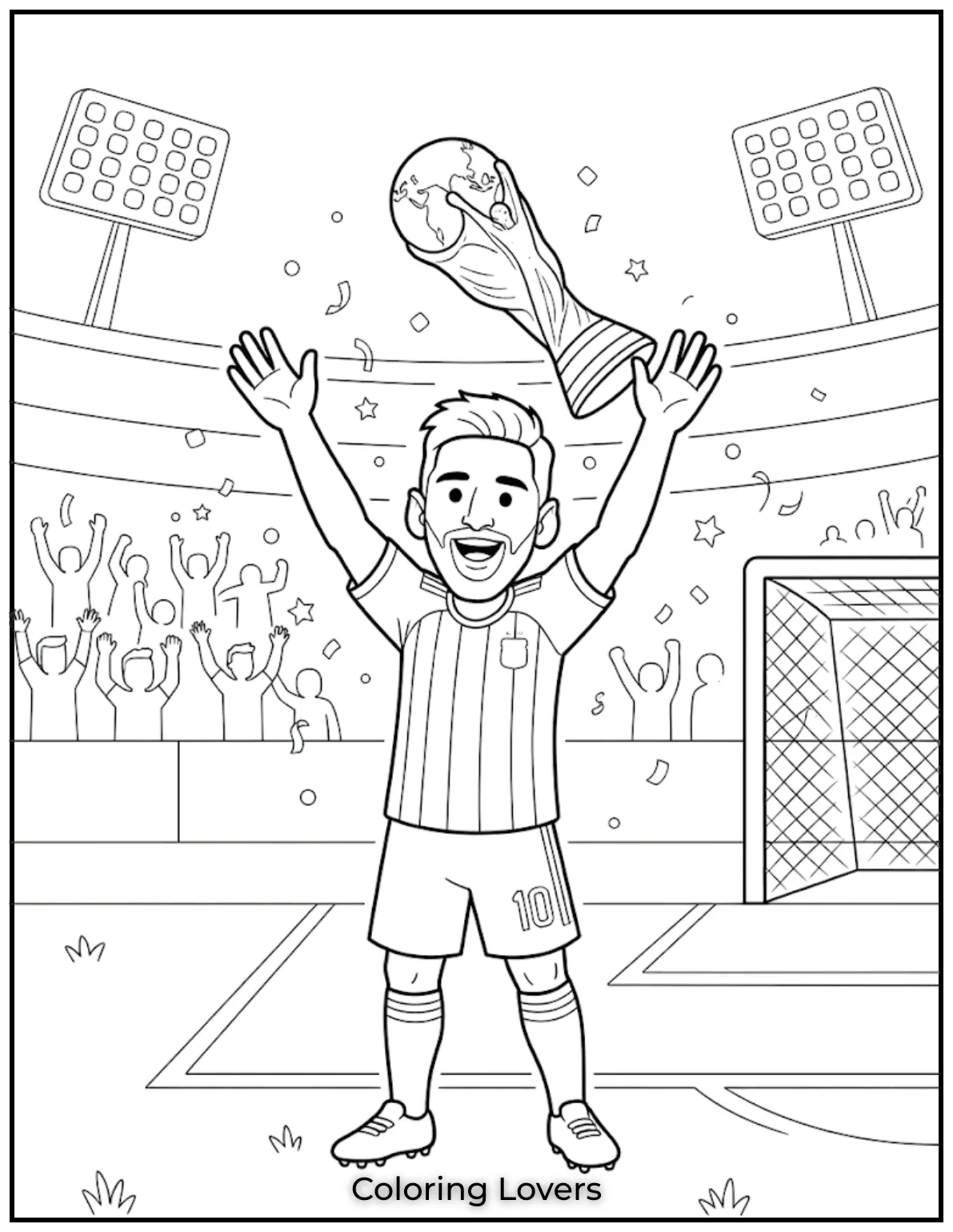 Messi Coloring Pages 14 Lionel Messi Holding Golden Trophy