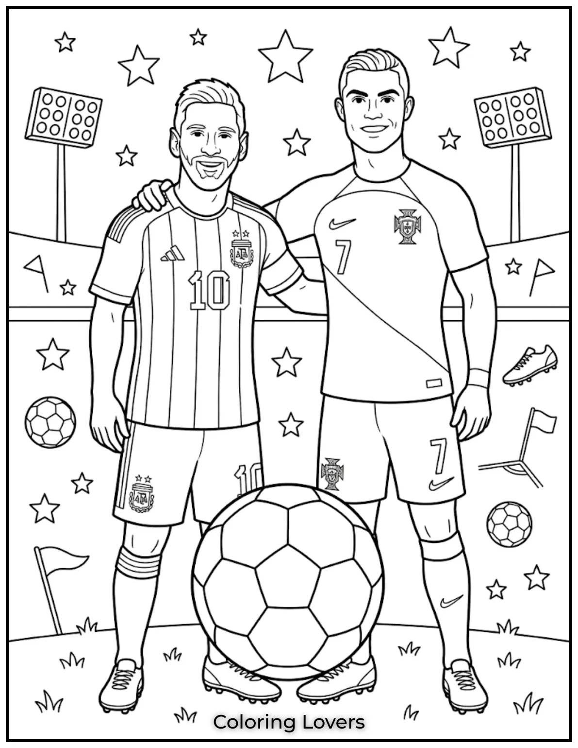 Ronaldo Coloring Pages 20 Messi Ronaldo Soccer Legends Poster