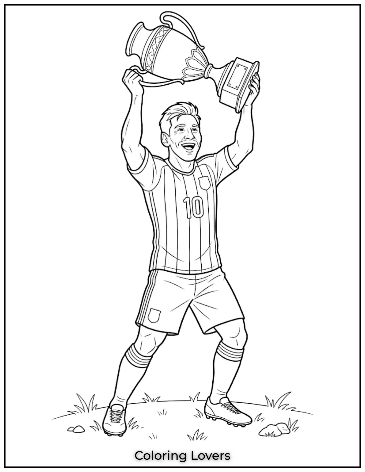 Soccer Coloring Pages 28 Messi Trophy Celebration Coloring
