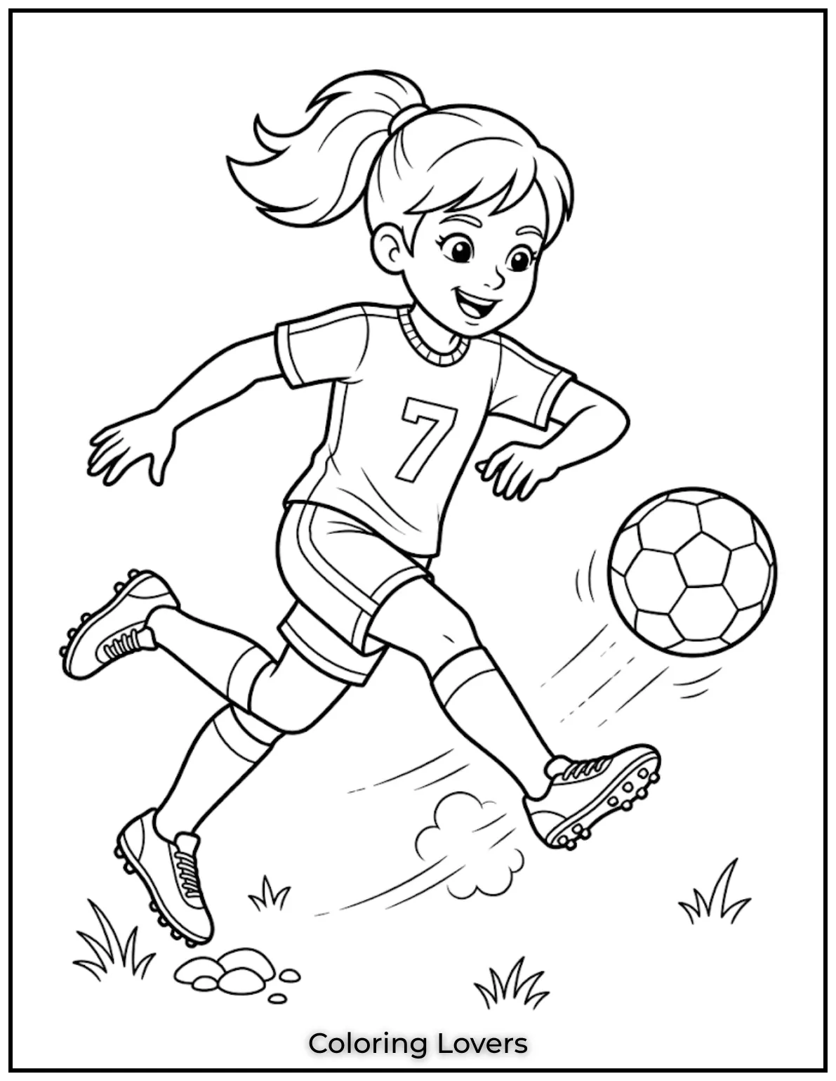 Soccer Coloring Pages 6 Player Kicking The Soccer Ball