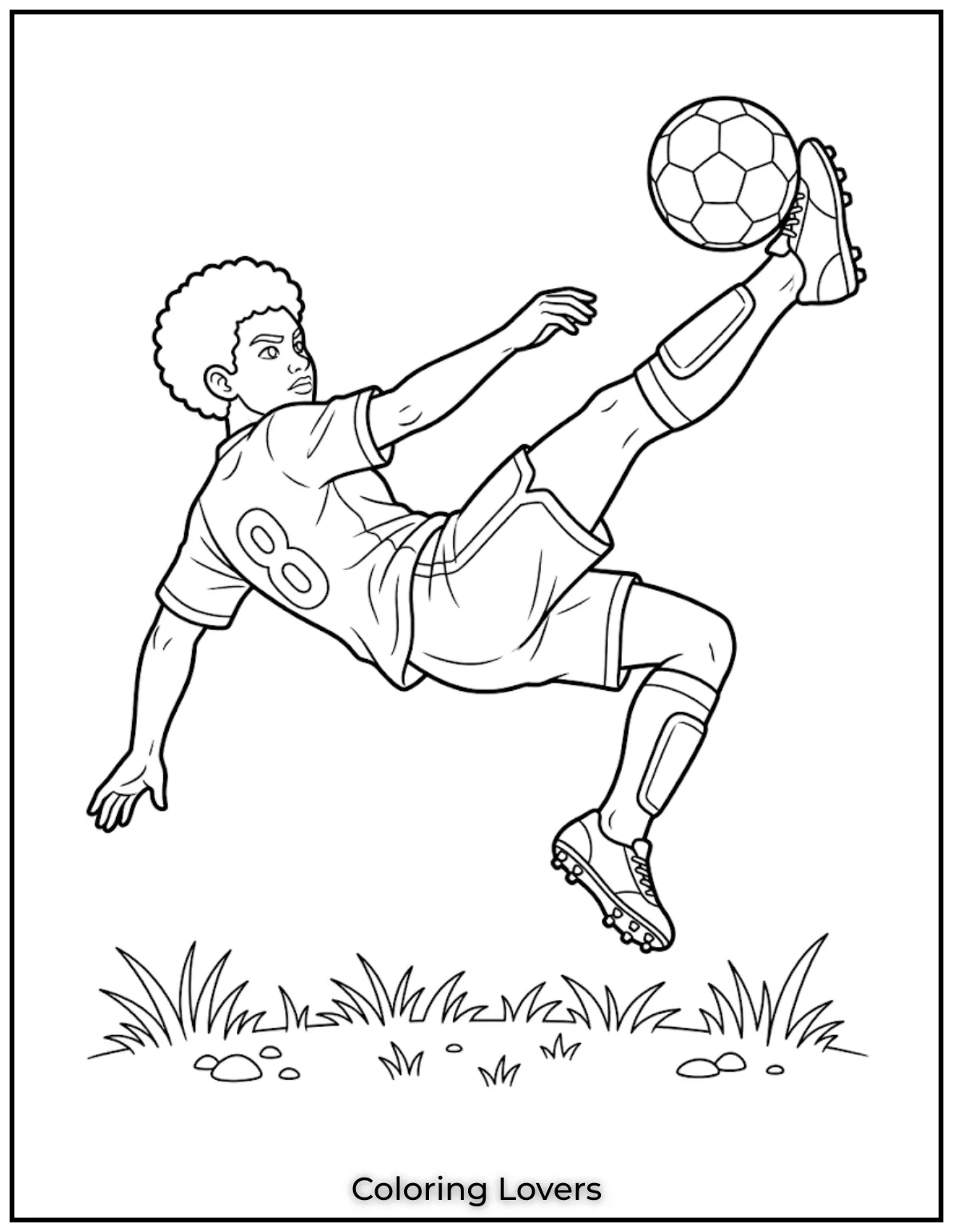Soccer Coloring Pages 17 Player Performing An Amazing Bicycle Kick
