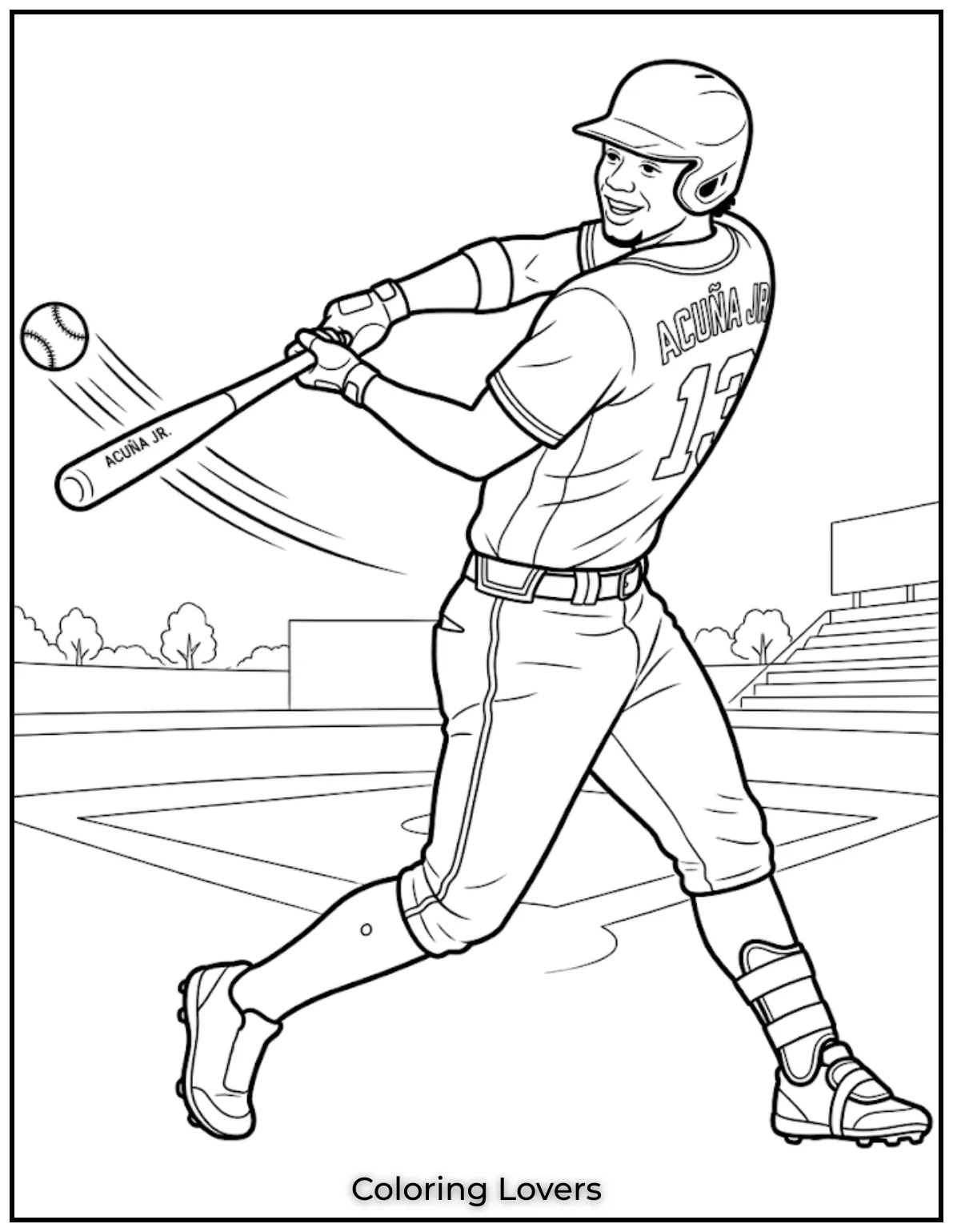 Ronaldo Coloring Pages 16 Ronald Acuna Jr Hitting Baseball