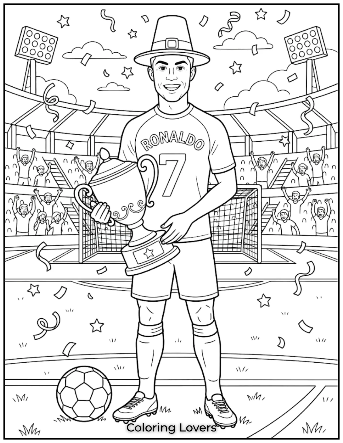 Ronaldo Coloring Pages 7 Ronaldo Holding Championship Trophy