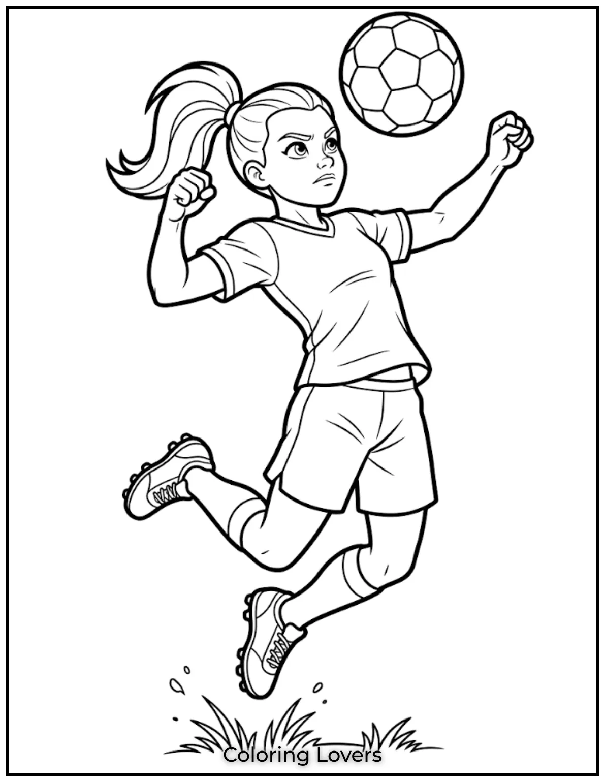 Soccer Coloring Pages 10 Soccer Player Heading The Ball