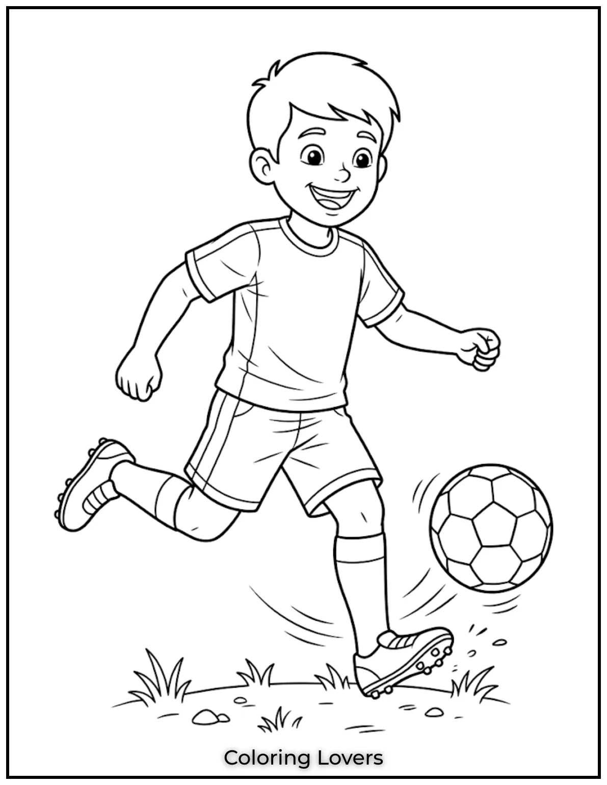 Soccer Coloring Pages 8 Young Player Kicking Soccer Ball